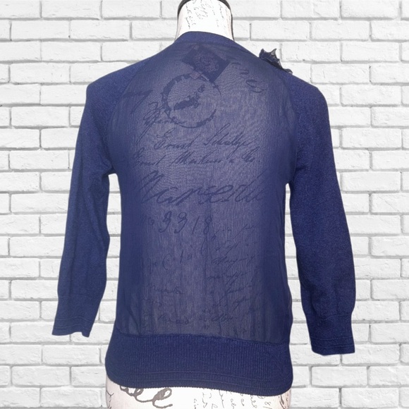 Y2K Juicy Couture Blue Cardigan Sweater with V-Neck. - Picture 2 of 5